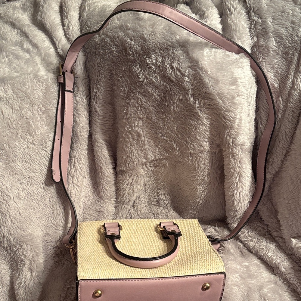 Elegant Purple and Straw Women's Crossbody Handbag